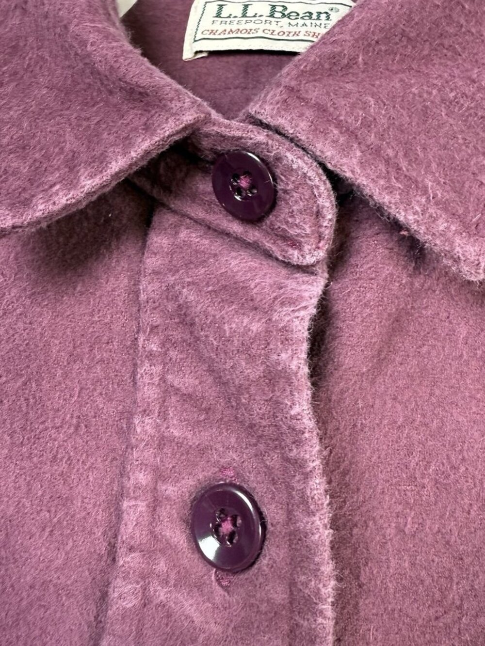 Vintage LL Bean Chamois Cloth Shirt Women’s 16 Burgundy Button Front USA 1993 - Picture 14 of 16
